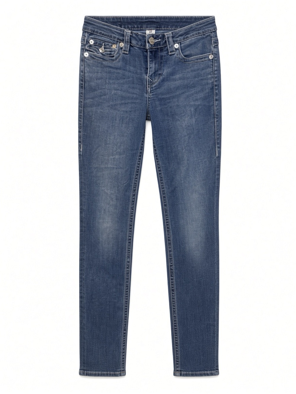 True Religion Women's Straight Leg Mid Wash Jeans Size 27 US 4